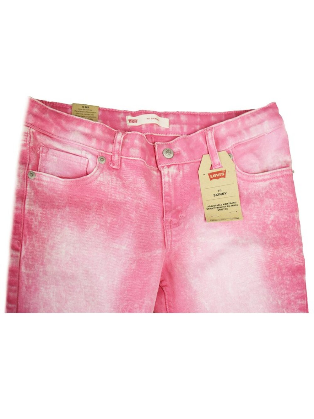 Levi’s Girls Jeans 711 Stretch Denim Straight Leg Skinny Pants Pink Slim Size 14 - Picture 3 of 6
